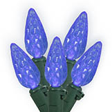 100 foot C6 LED Green Light Strand - 6 inch spacing: 200 Blue Lights