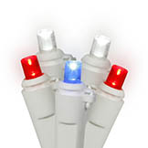 25 foot Wide Angle LED White Light Strand 6 inch spacing: 50 Red, White, Blue Lights