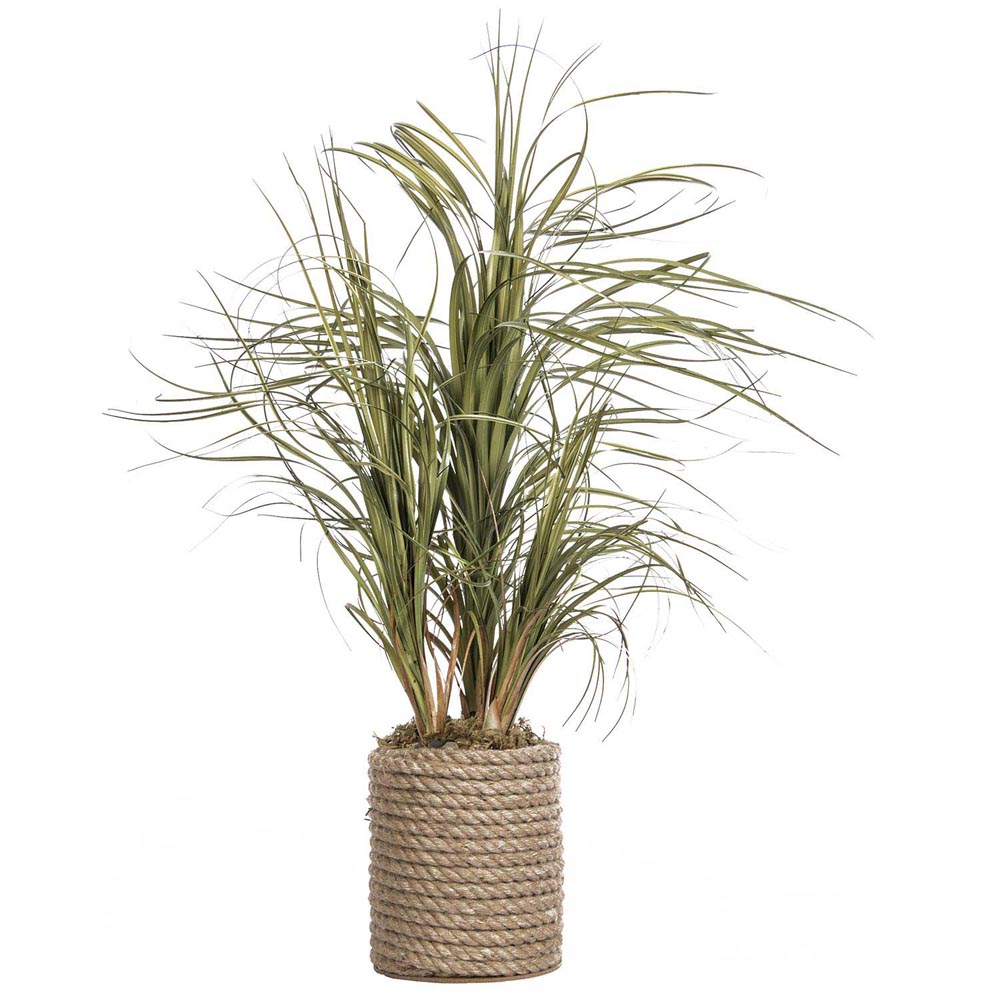 30 Inch Plastic Grass In Rope Vase