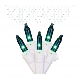 9 foot 100 Teal Light Christmas Icicle Set w/ White Wire: Mini Lights