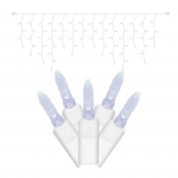 9 foot Icicle M5 LED Light Set on White Wire: 70 Cool White Lights