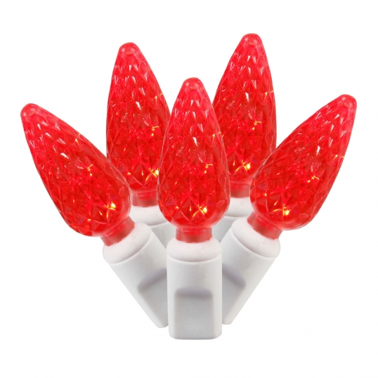 25 foot C6 LED White Light Strand - 6 inch spacing: 50 Red Lights