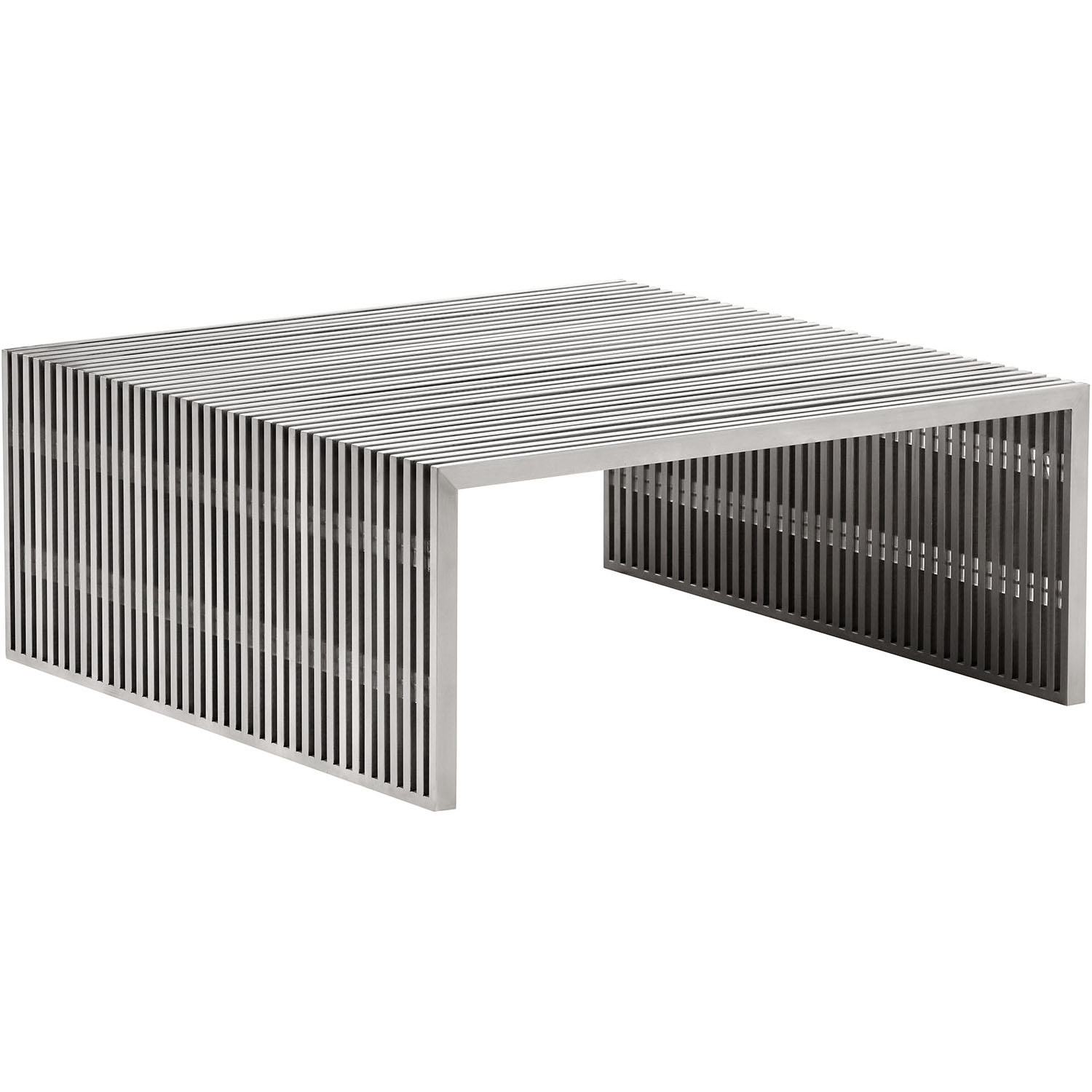 Zuo Modern Novel Square Coffee Table Brushed Stainless Steel 100084