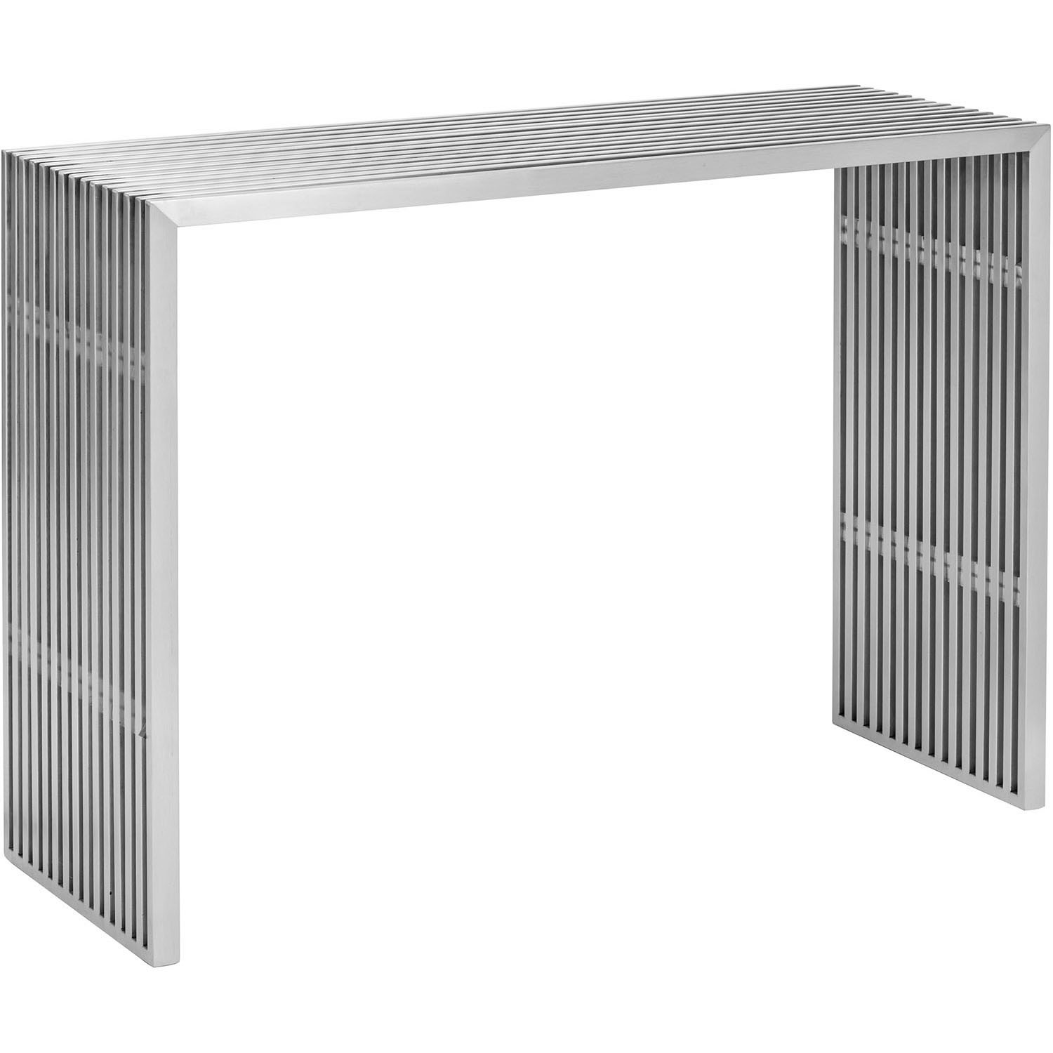 Modern Novel Console Table: Brushed Stainless Steel