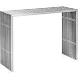 Modern Novel Console Table: Brushed Stainless Steel