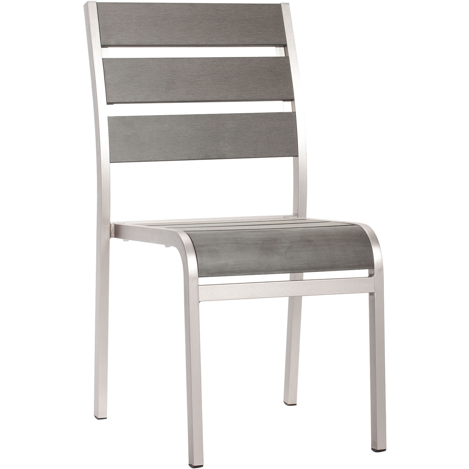 Outdoor Township Dining Armless Chairs (Set of 2): Brushed Aluminum