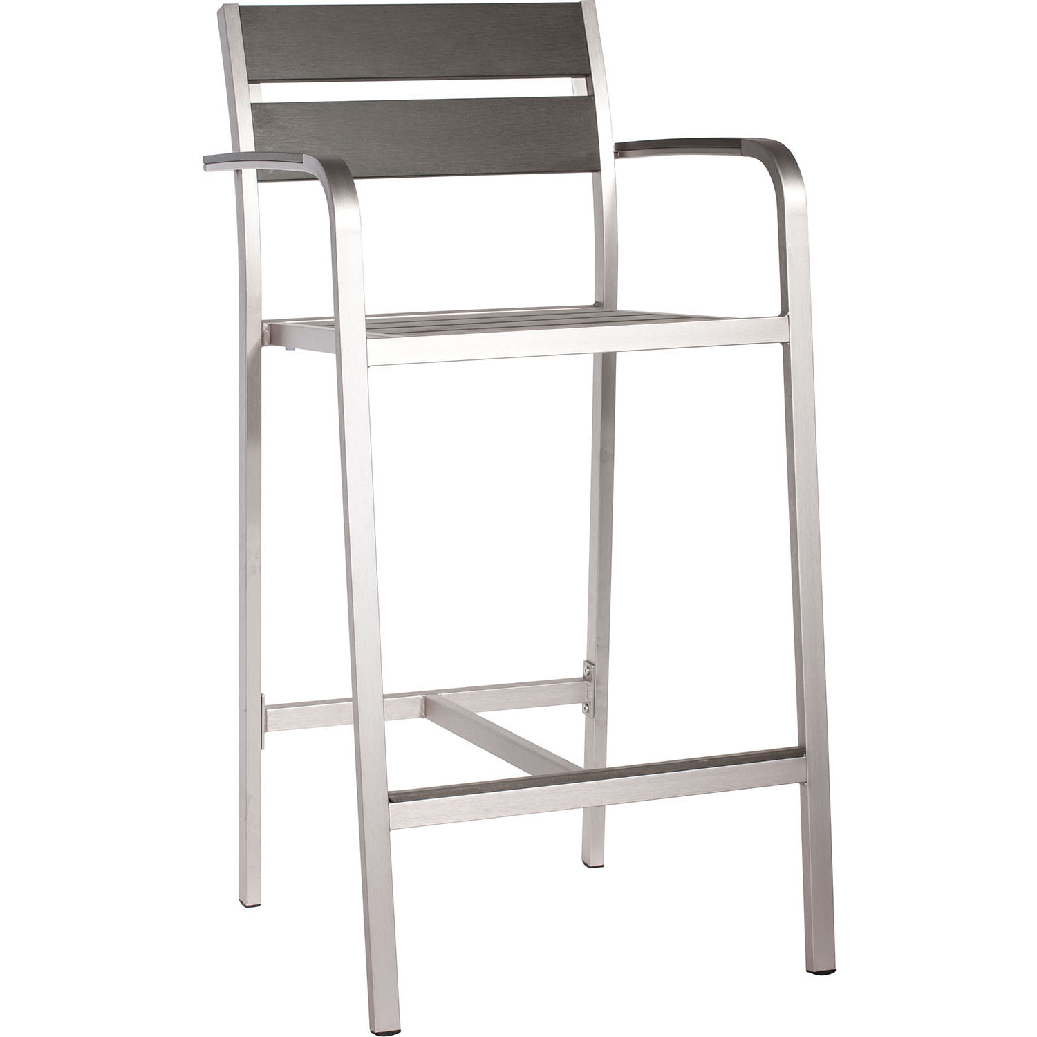 Outdoor Megapolis Bar Arm Chairs (Set of 2): Brushed Aluminum
