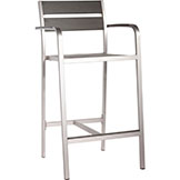 Outdoor Megapolis Bar Arm Chairs (Set of 2): Brushed Aluminum