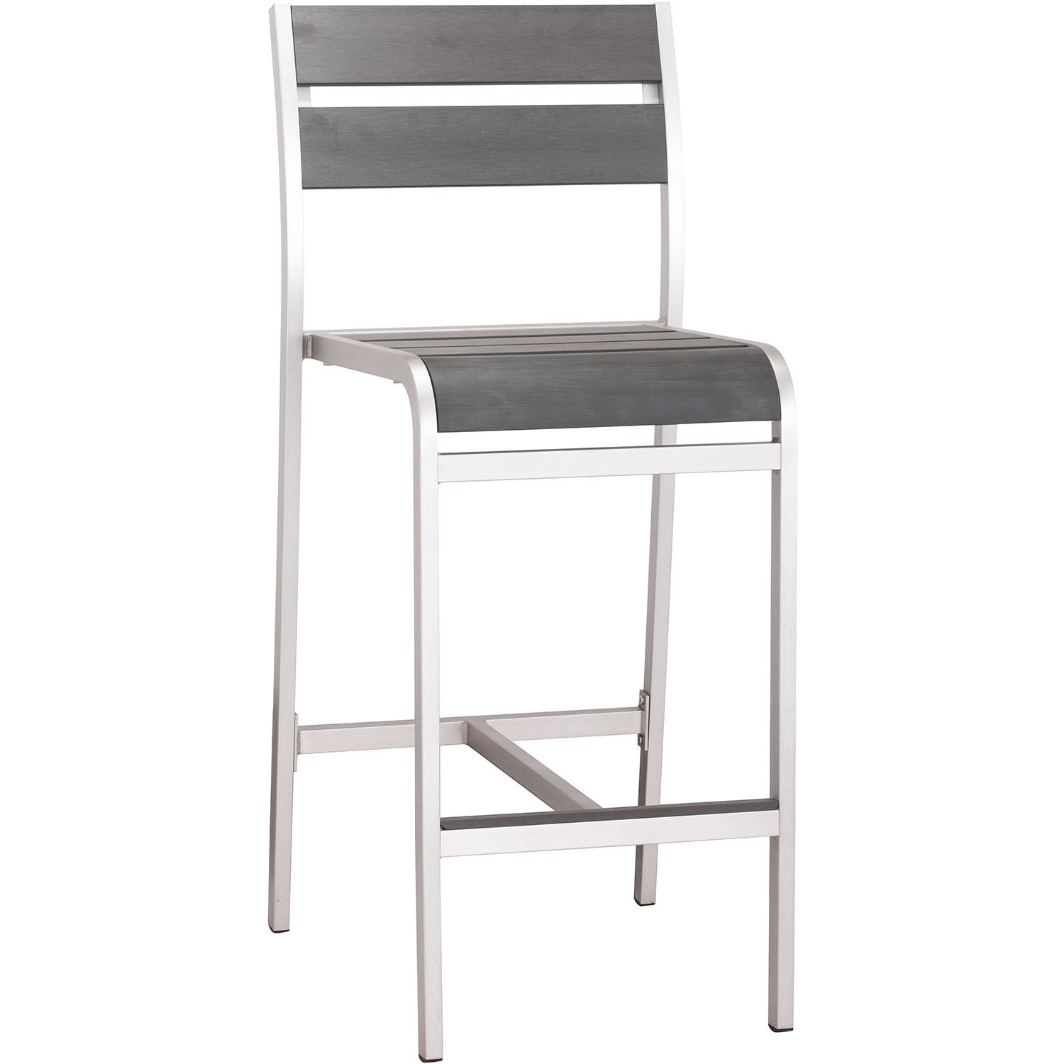 Outdoor Megapolis Bar Armless Chairs (set Of 2): Brushed Aluminum
