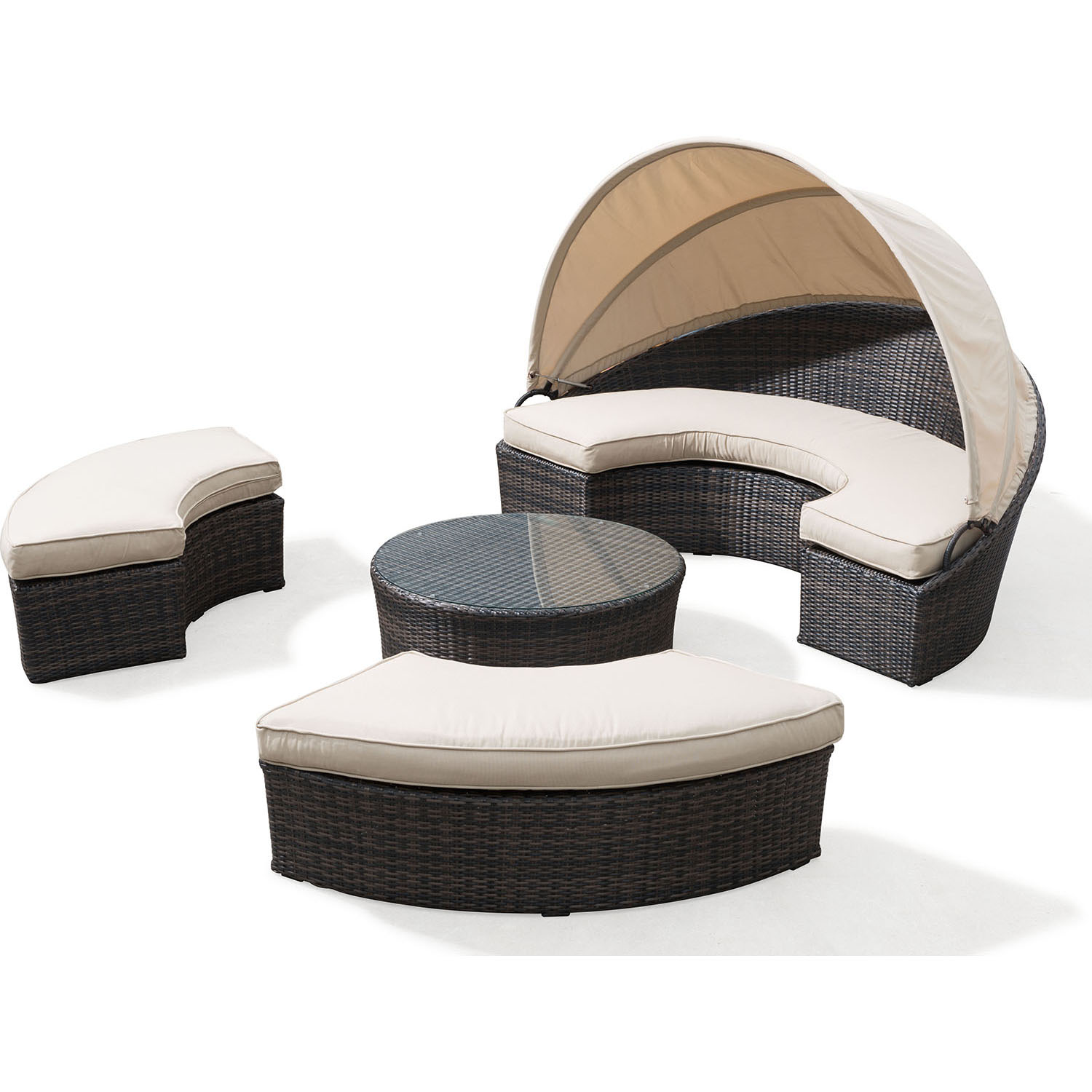 Zuo Outdoor Pigeon Point Daybed with Adjustable Cover Beige 703500
