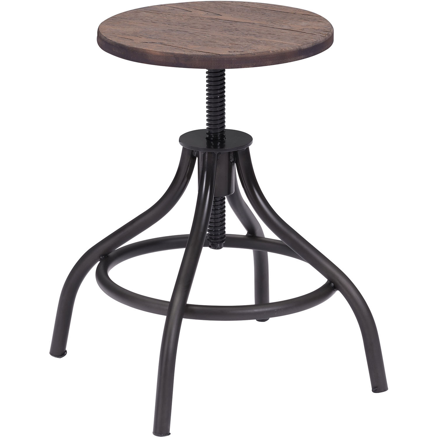 Zuo Era Plato Adjustable Swivel Bar Stool Rustic Wood 98185