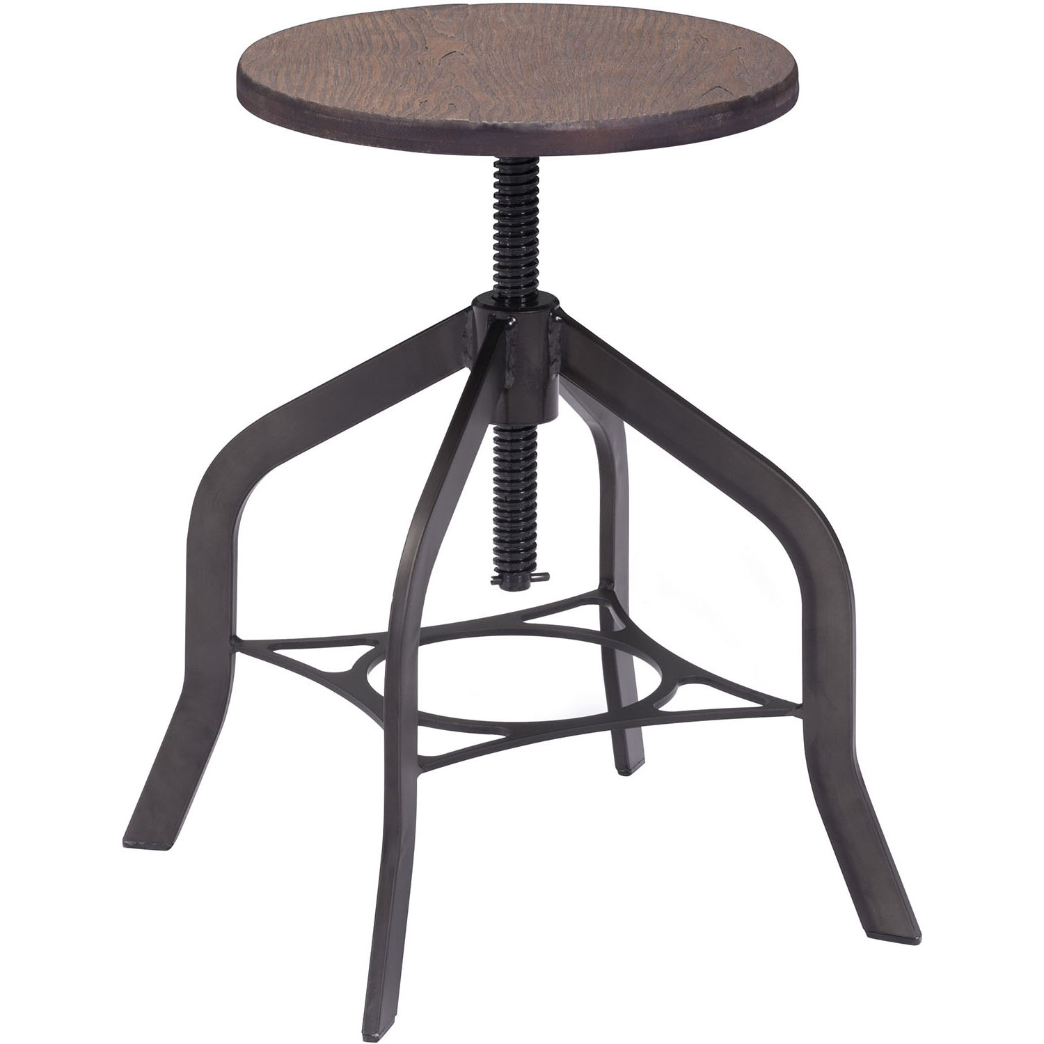 Zuo Era Socrates Adjustable Swivel Bar Stool Rustic Wood 98187